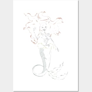 Mermaid Ariel skeleton Posters and Art